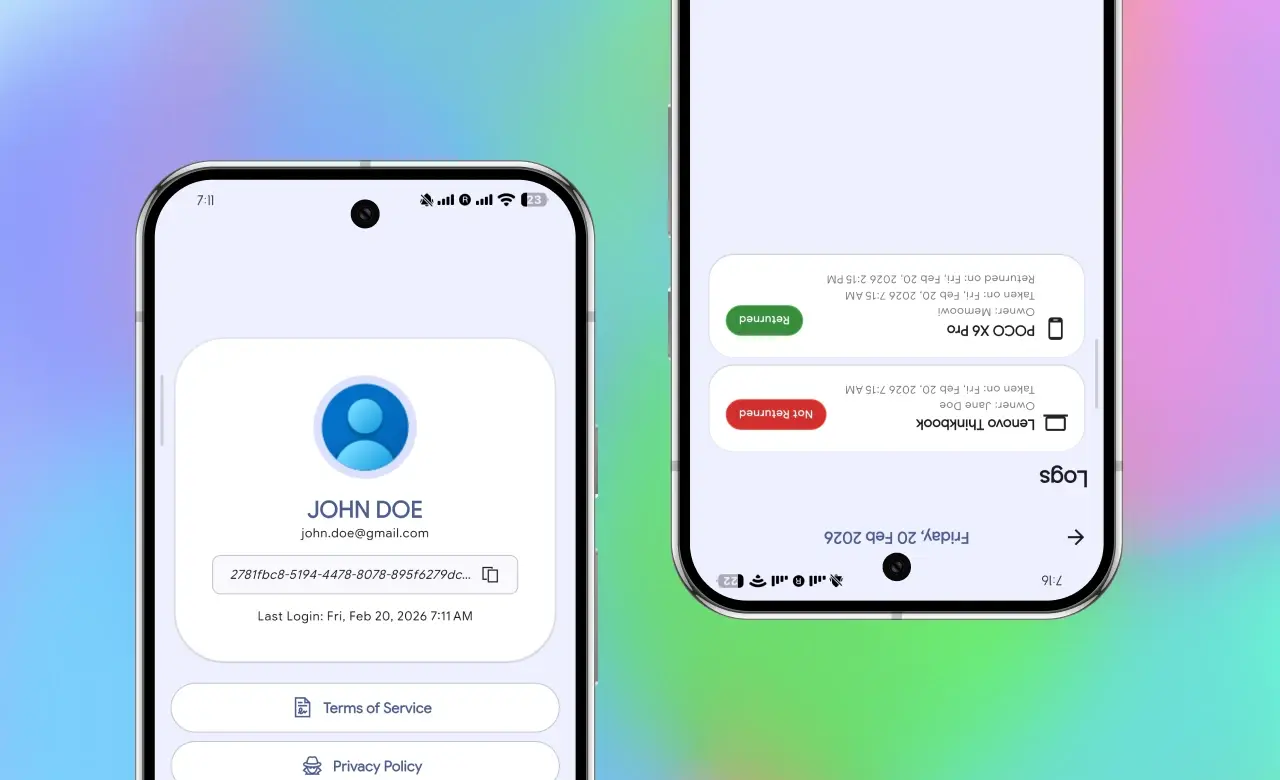 InOut profile and logs screen