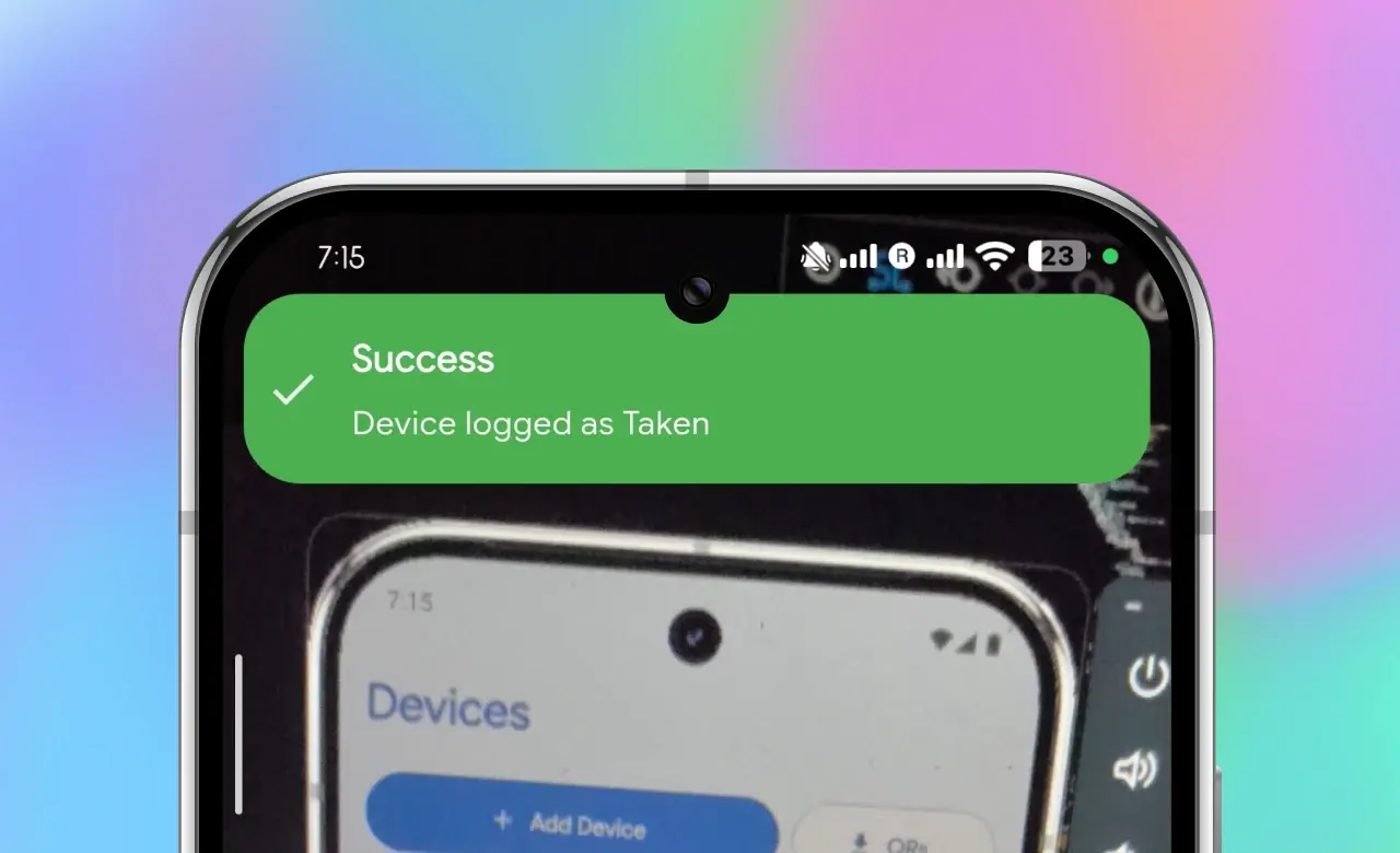 InOut success confirmation screen