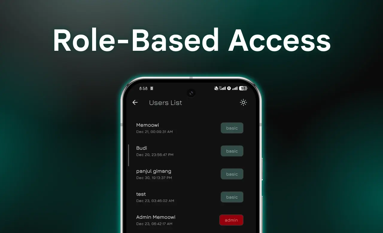 Role-Based Access — users list with role badges