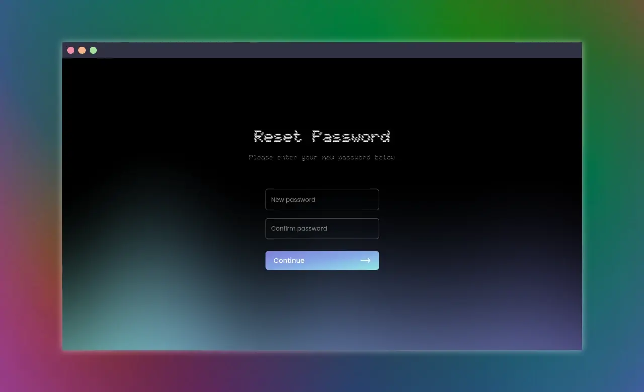 Reset password page