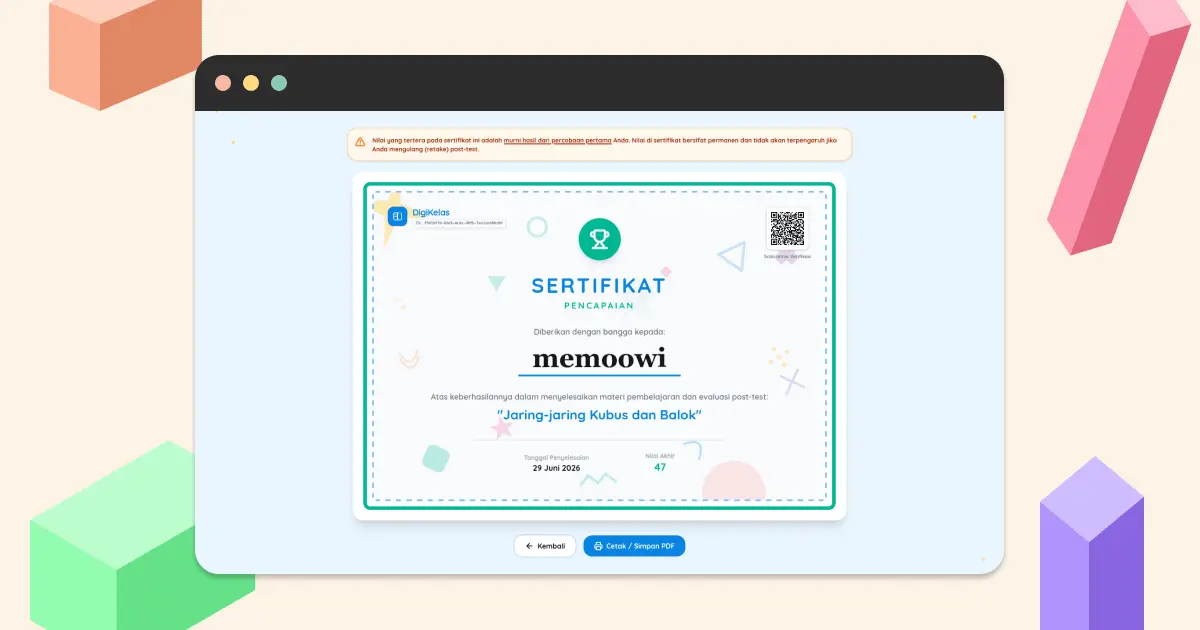DigiKelas Printable Certificate